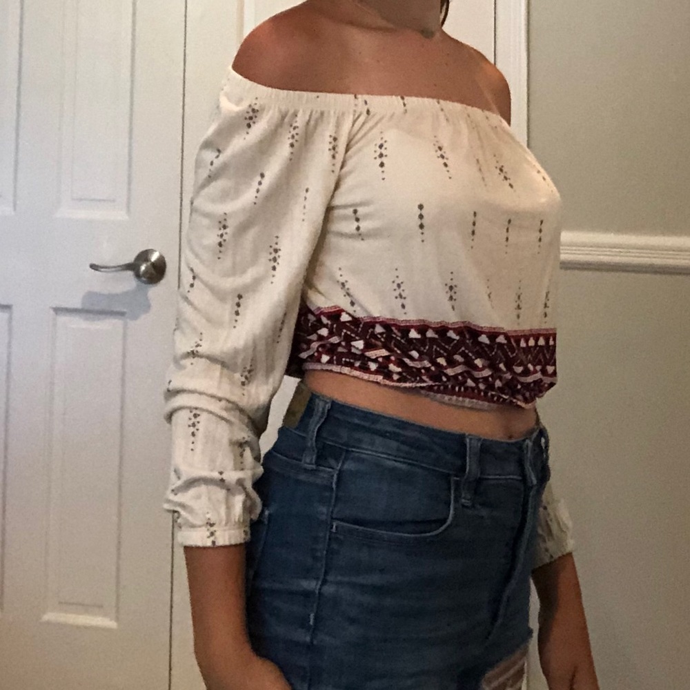 Off The Shoulder Boho Cropped Blouse